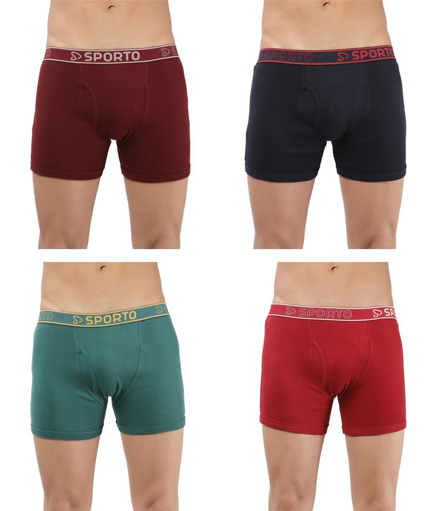     			SPORTO Multicolor Cotton Men's Trunks ( Pack of 4 )