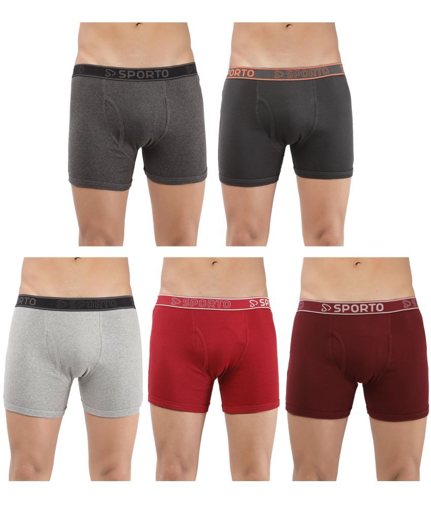     			SPORTO Multicolor Cotton Men's Trunks ( Pack of 5 )