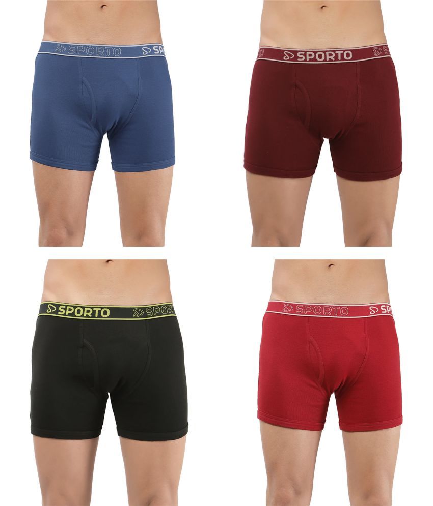     			SPORTO Multicolor Cotton Men's Trunks ( Pack of 4 )