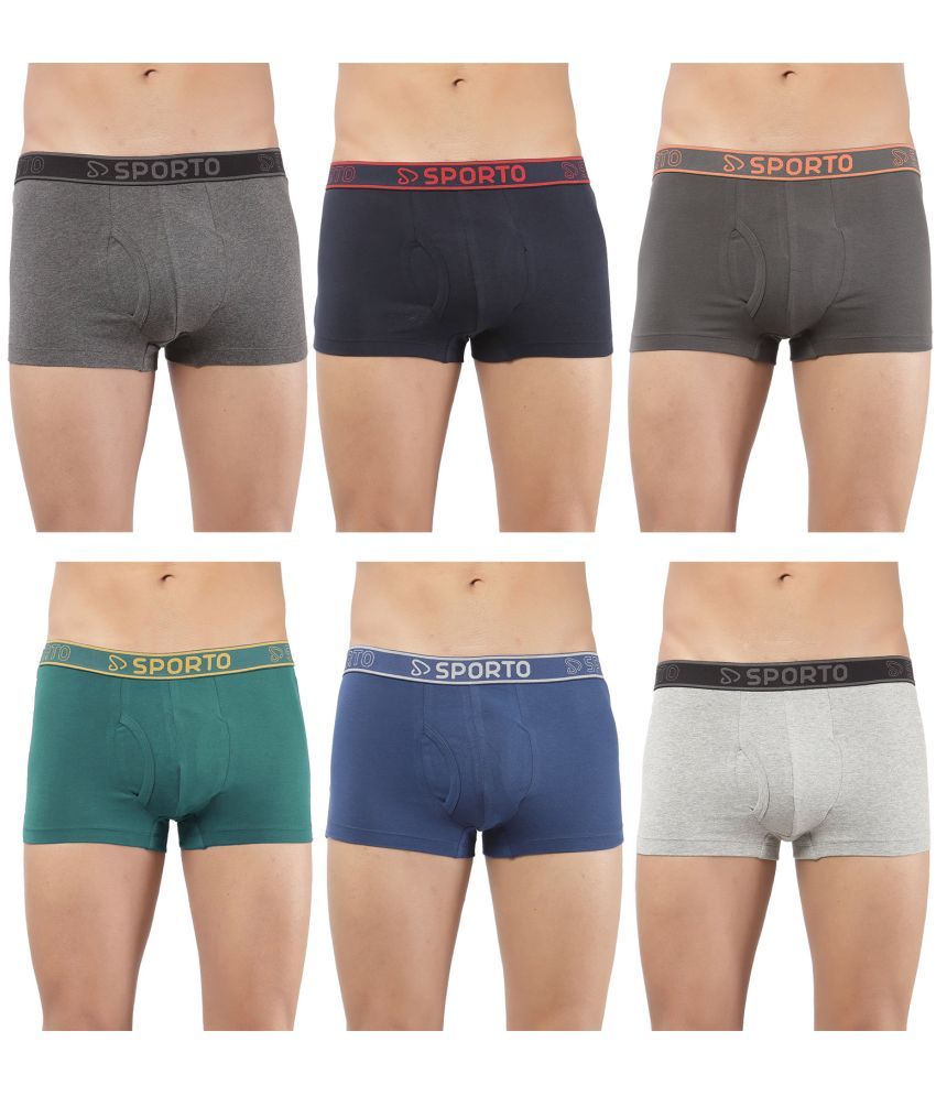     			SPORTO Multicolor Cotton Men's Trunks ( Pack of 6 )