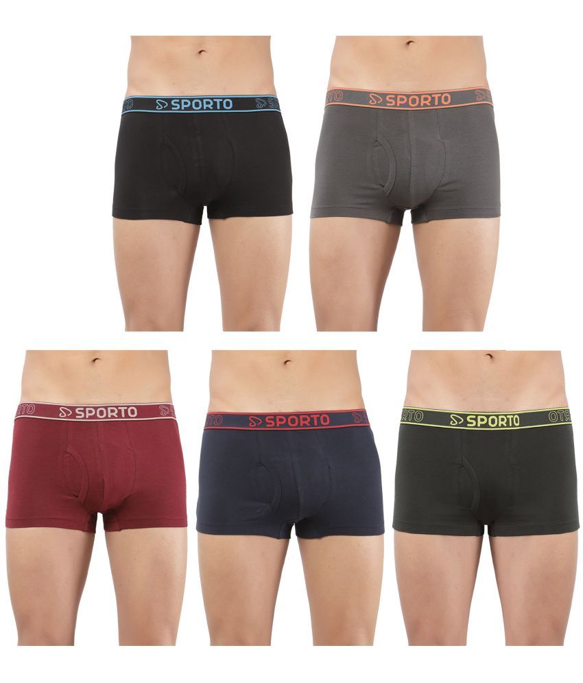     			SPORTO Multicolor Cotton Men's Trunks ( Pack of 5 )