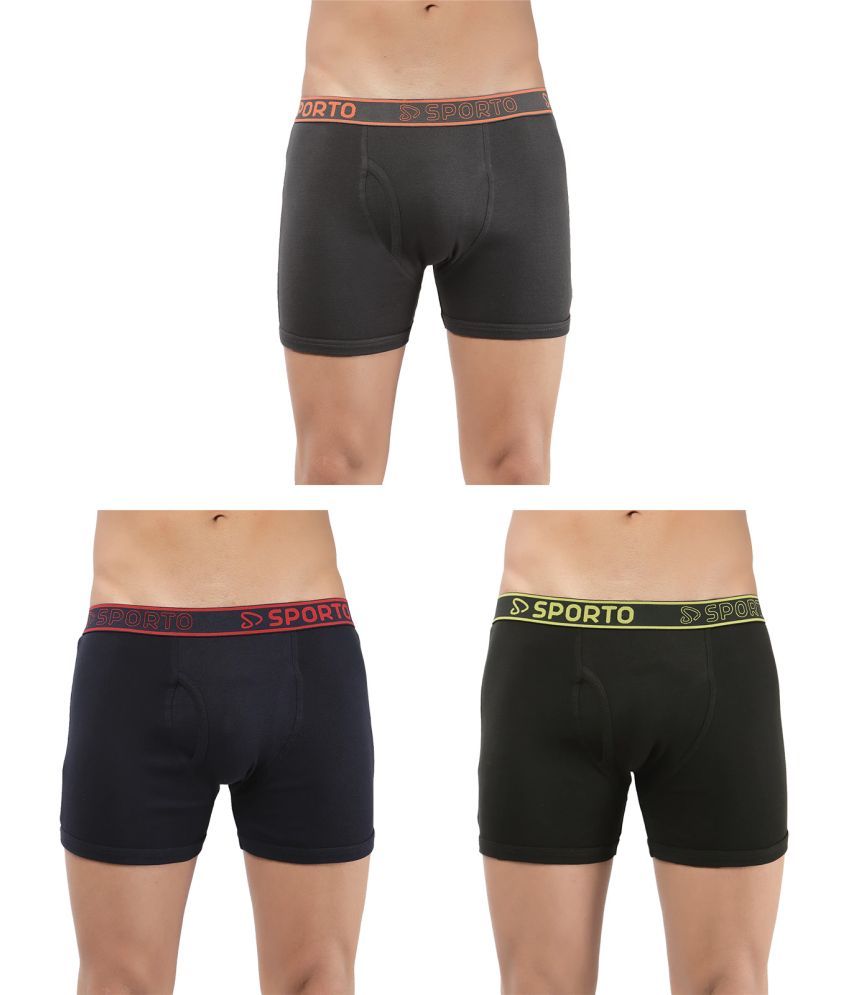     			SPORTO Multicolor Cotton Men's Trunks ( Pack of 3 )