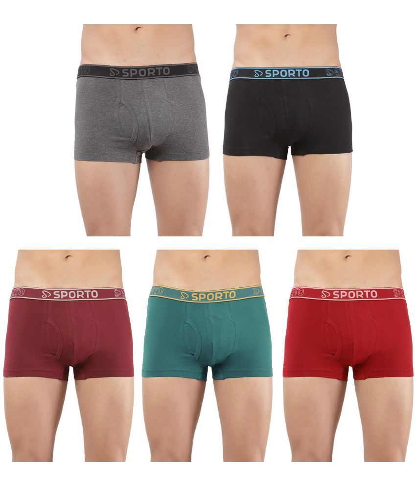     			SPORTO Multicolor Cotton Men's Trunks ( Pack of 5 )