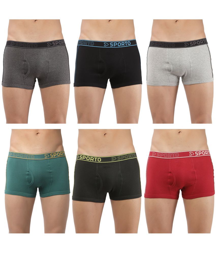     			SPORTO Multicolor Cotton Men's Trunks ( Pack of 6 )