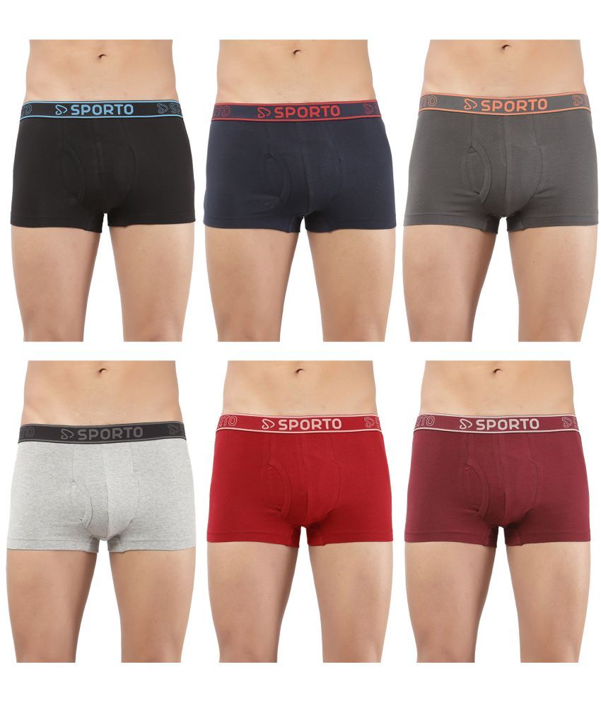     			SPORTO Multicolor Cotton Men's Trunks ( Pack of 6 )