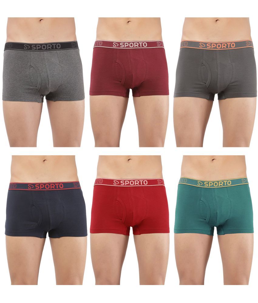     			SPORTO Multicolor Cotton Men's Trunks ( Pack of 6 )