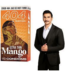 404 by Bold Care Super Ultra Thin Mango Flavored Condoms For Men - 10 Count (Pack of 1)