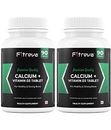 Fitreva Calcium+ Vitamin D3 Tablets for Healthy and Strong Bone-2 x 90 Tablets 180 no.s Unflavoured Minerals Tablets Pack of 2