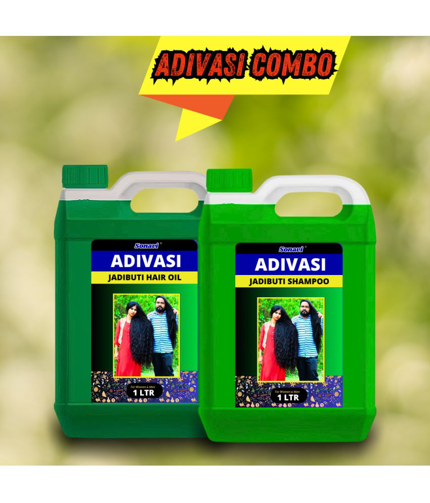     			Adivasi Bhringraj Natural Hair Growth Herbal Hair Oil and Shampoo Combo can