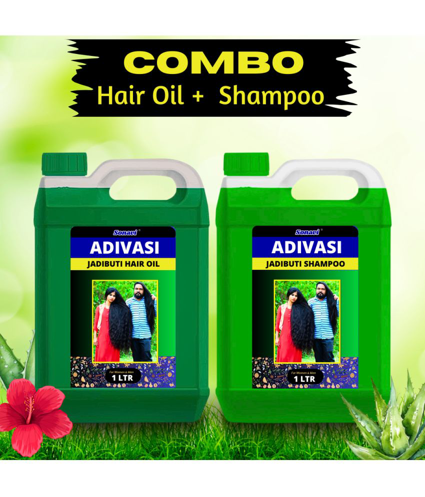     			Adivasi Bhringraj Natural Hair Growth Herbal Hair Oil and Shampoo Combo can