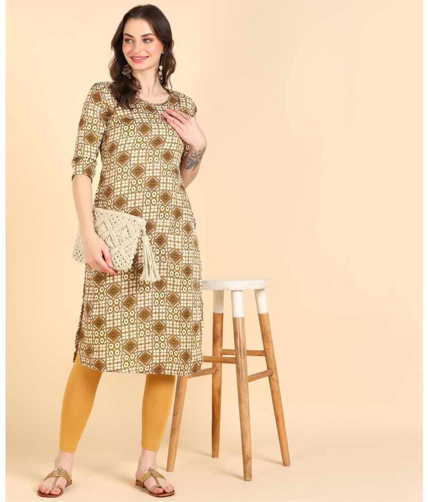     			DSK STUDIO Cotton Blend Printed Straight Women's Kurti - Yellow ( Pack of 1 )