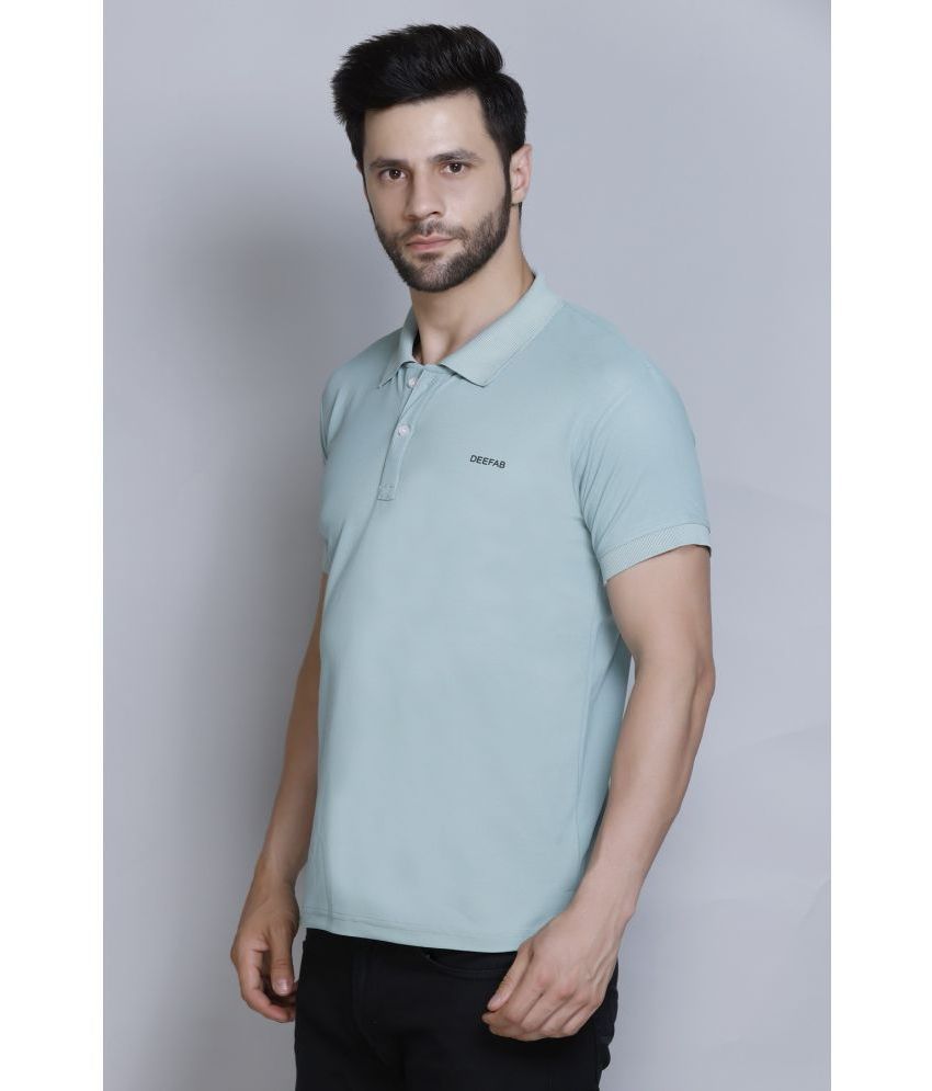     			DeeFab Cotton Blend Regular Fit Solid Half Sleeves Men's Polo T Shirt - Sea Green ( Pack of 1 )