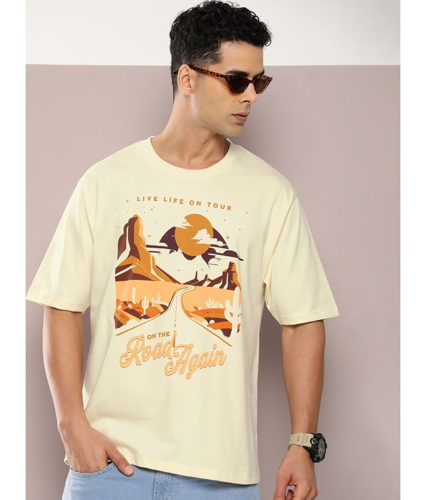     			Dillinger Cotton Oversized Fit Printed Half Sleeves Men's T-Shirt - Off White ( Pack of 1 )