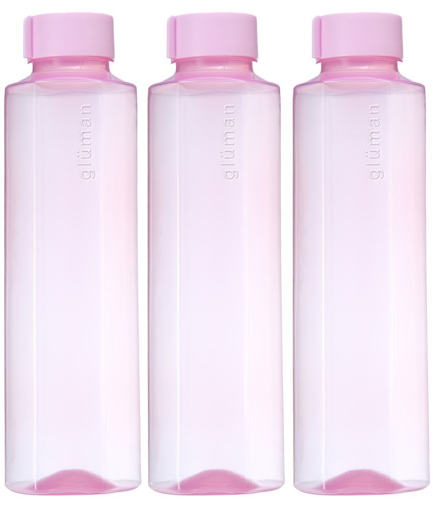     			Gluman Fresco Light Pink Plastic Fridge Water Bottle 1000 mL ( Set of 3 )