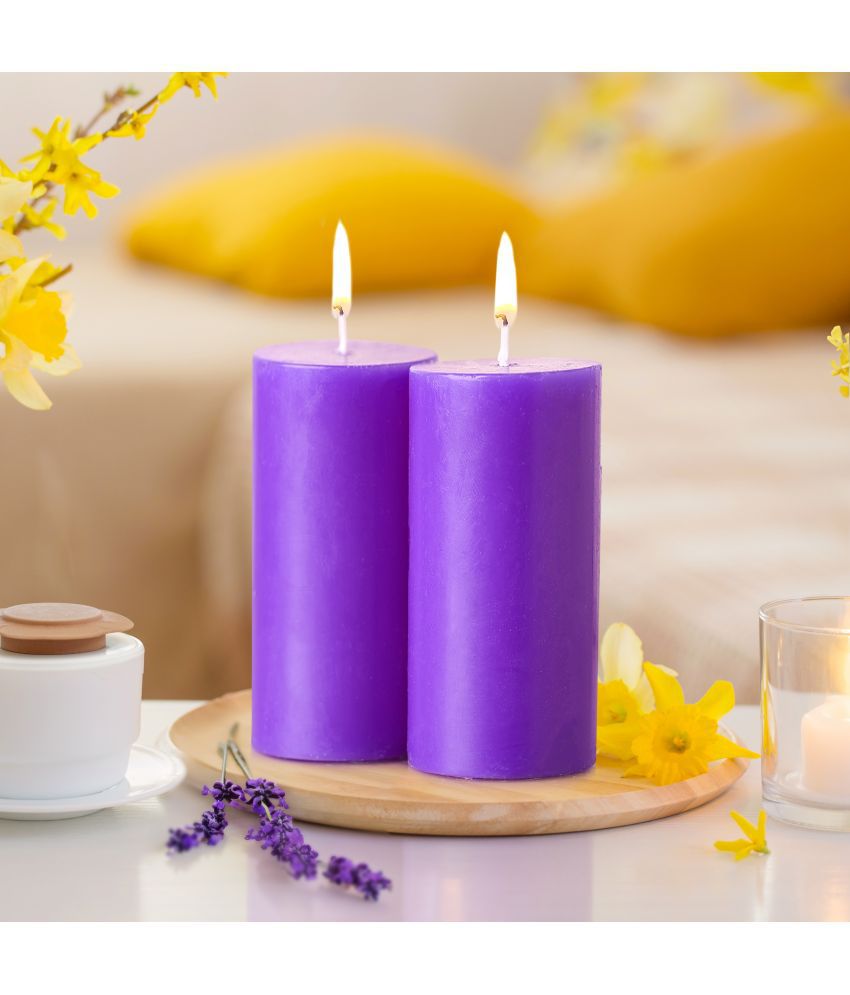     			Iris Home Fragrances Purple Lavender Pillar Candle 10.1 cm ( Pack of 2 )