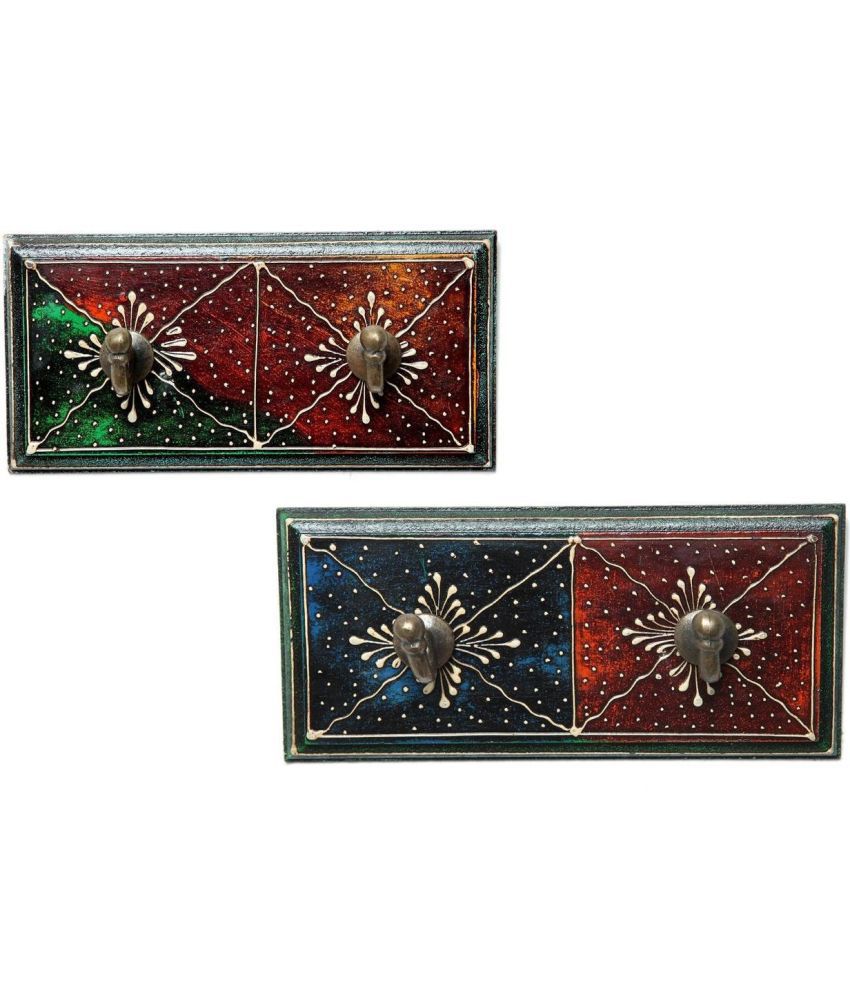     			JaipurCrafts Multicolour Wood Key Holder - Pack of 2
