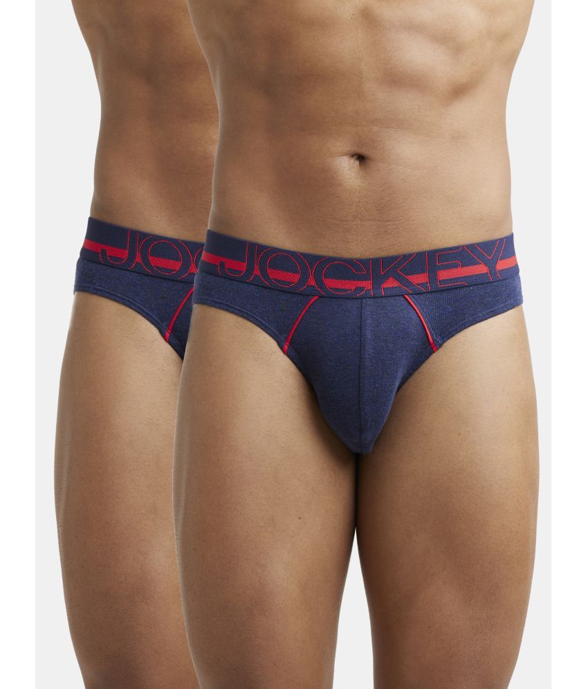     			Jockey US17 Men Super Combed Cotton Rib Solid Brief - Ink Blue Melange (Pack of 2)