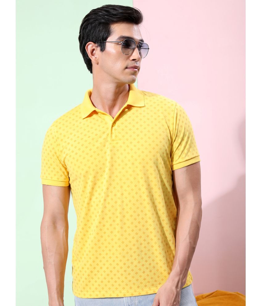     			Ketch Polyester Slim Fit Printed Half Sleeves Men's Polo T Shirt - Yellow ( Pack of 1 )