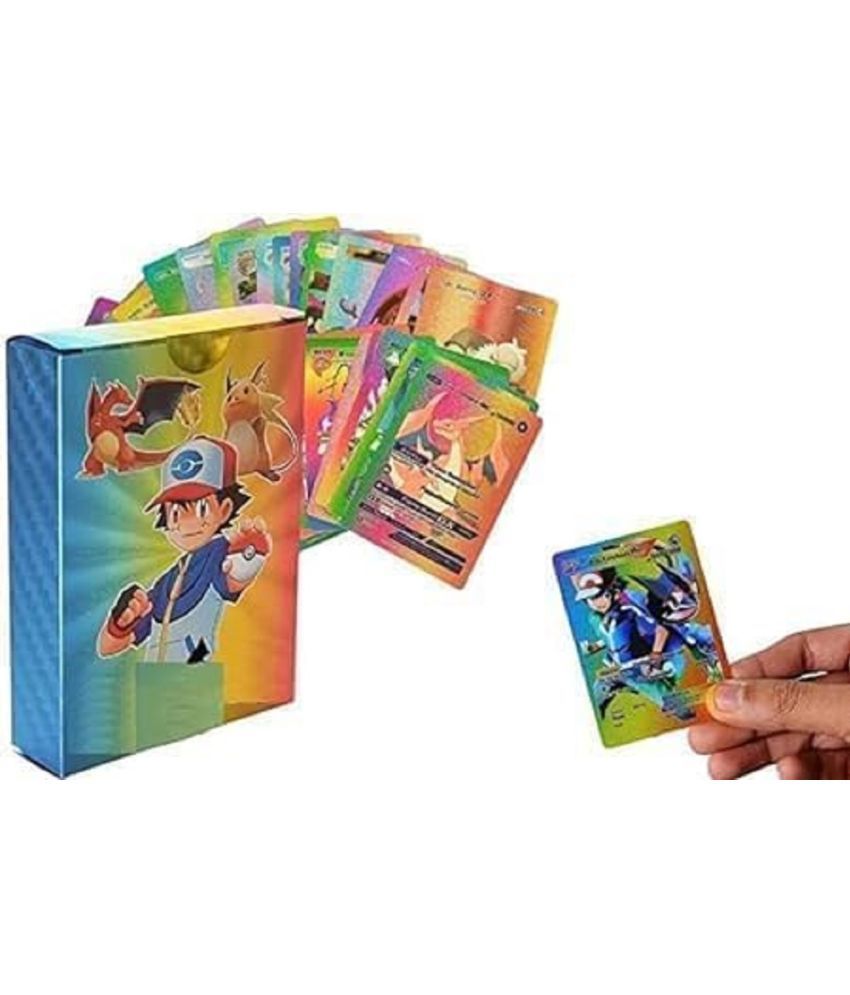     			POKEMON Playing Cards l 55 PCS rainbow colour Foil Card Assorted Cards TCG Deck Box - V Series Cards