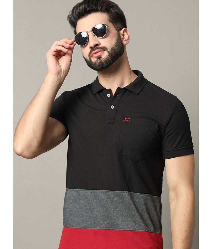     			RELANE Cotton Blend Regular Fit Colorblock Half Sleeves Men's Polo T Shirt - Black ( Pack of 1 )