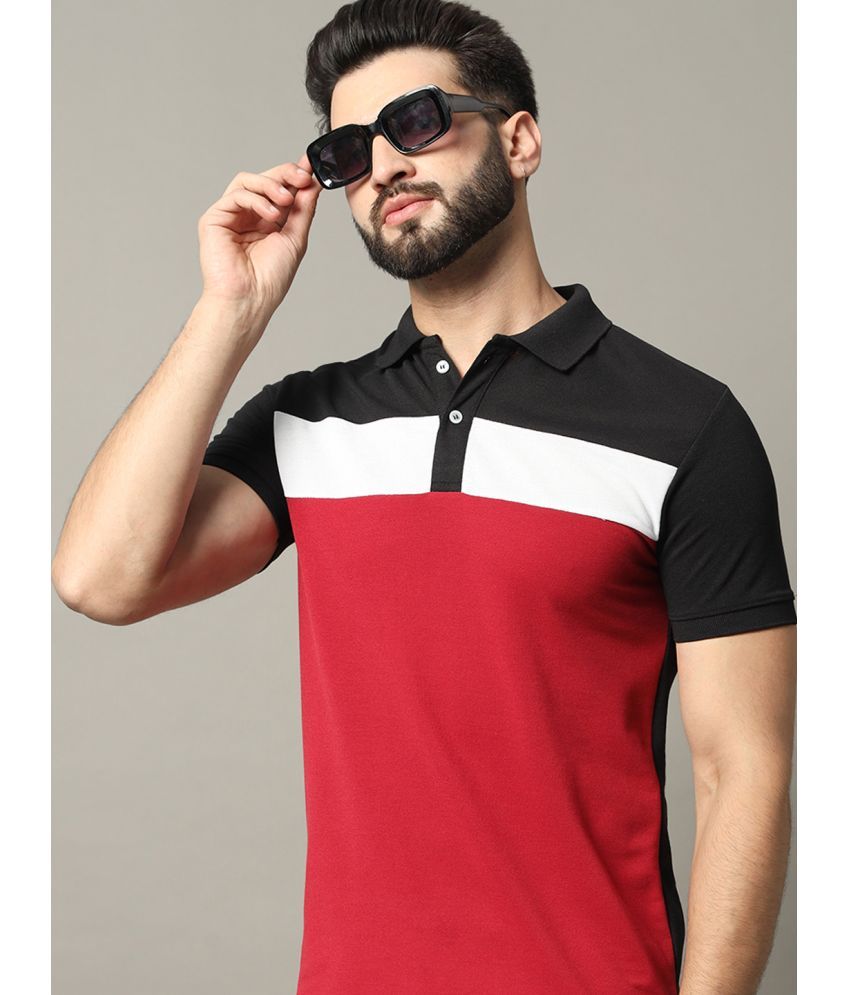     			RELANE Cotton Blend Regular Fit Colorblock Half Sleeves Men's Polo T Shirt - Maroon ( Pack of 1 )