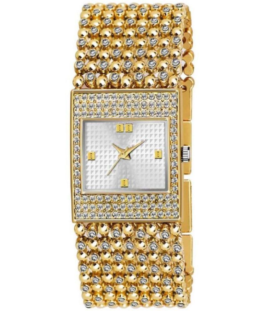     			Rhonium Gold Metal Analog Womens Watch