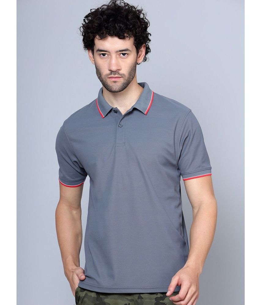     			Shiv Naresh Polyester Regular Fit Solid Half Sleeves Men's Polo T Shirt - Grey ( Pack of 1 )