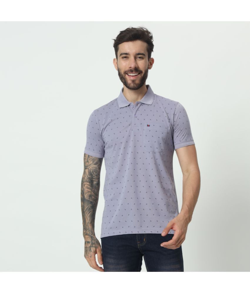     			TAB91 Cotton Blend Regular Fit Printed Half Sleeves Men's Polo T Shirt - Purple ( Pack of 1 )