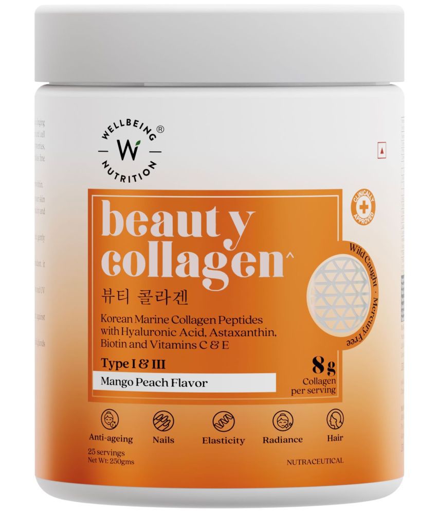     			Wellbeing Nutrition Beauty Korean Marine Collagen Peptides -Mango Peach Flavor - 250g