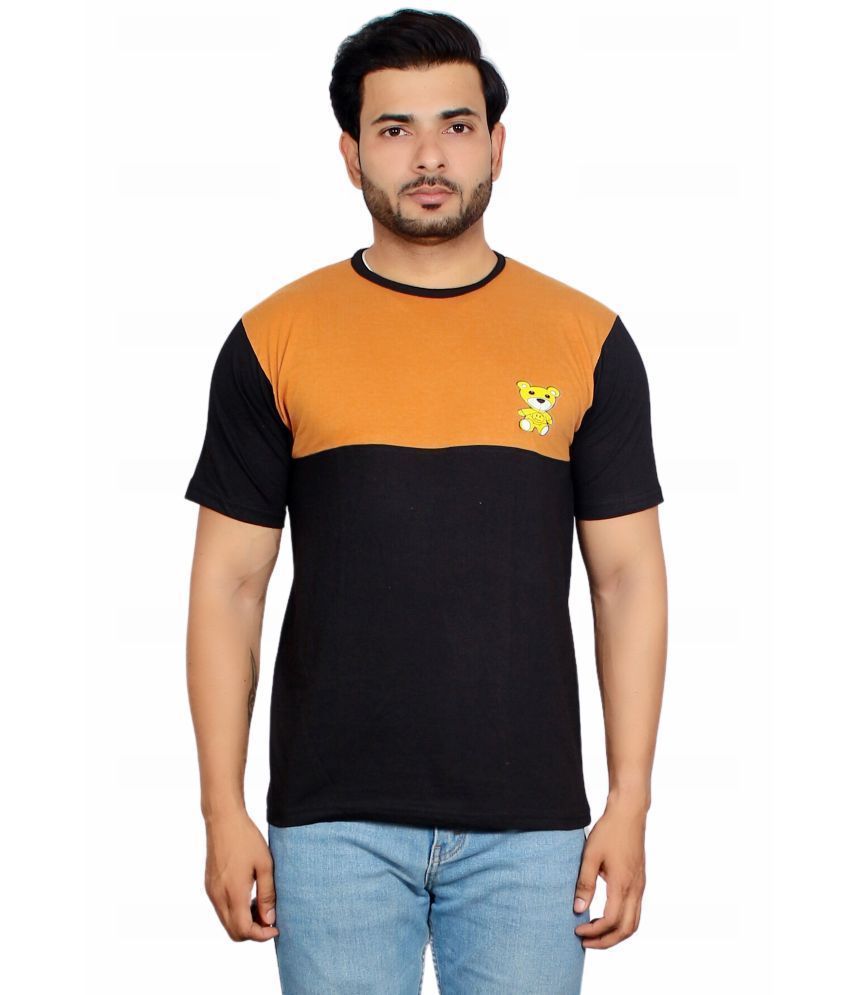     			DeeFab Cotton Regular Fit Colorblock Half Sleeves Men's T-Shirt - Black ( Pack of 1 )