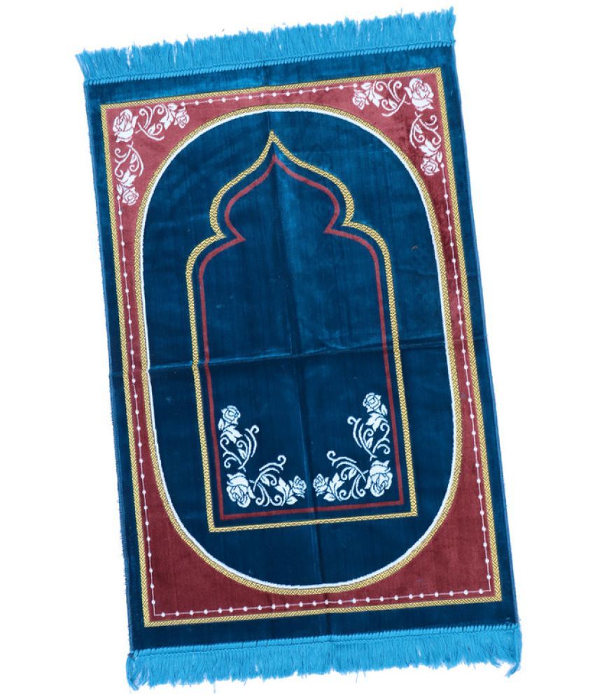     			ADIRNY Blue Single Regular Velvet Prayer Mat ( 110 X 70 cm )