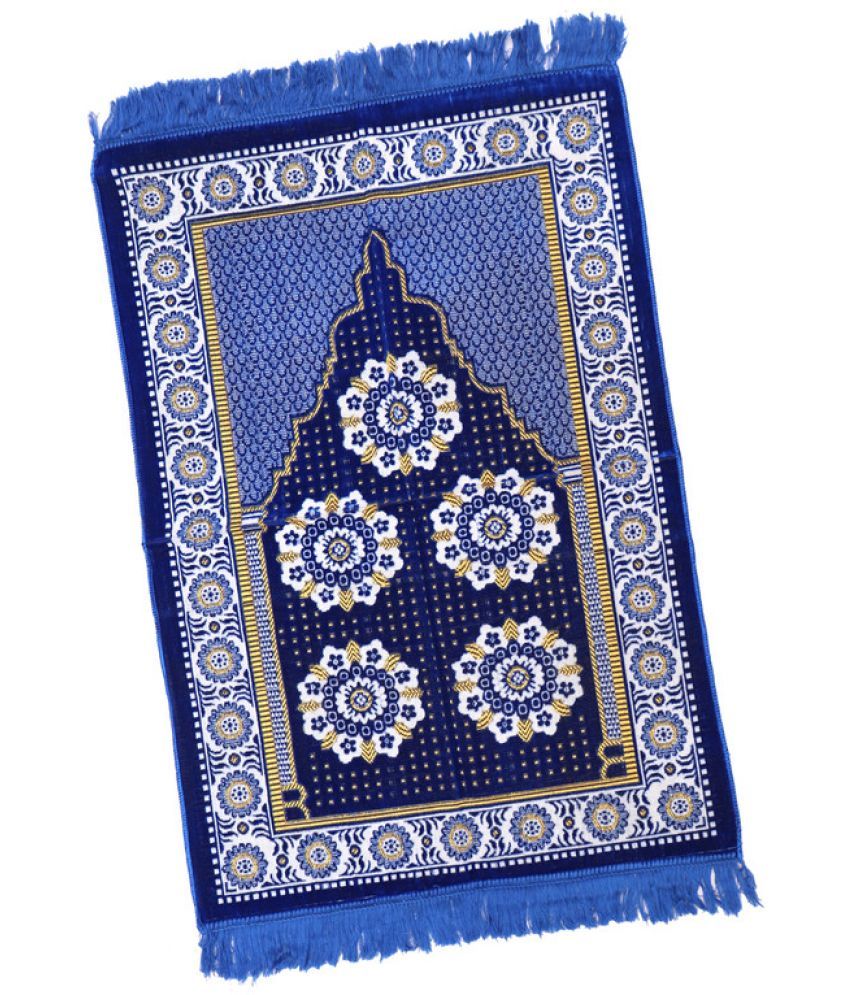     			ADIRNY Blue Single Regular Velvet Prayer Mat ( 110 X 70 cm )