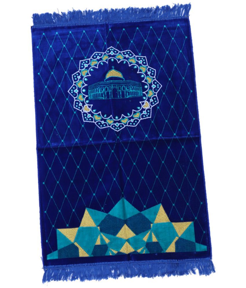     			ADIRNY Blue Single Regular Velvet Prayer Mat ( 110 X 70 cm )