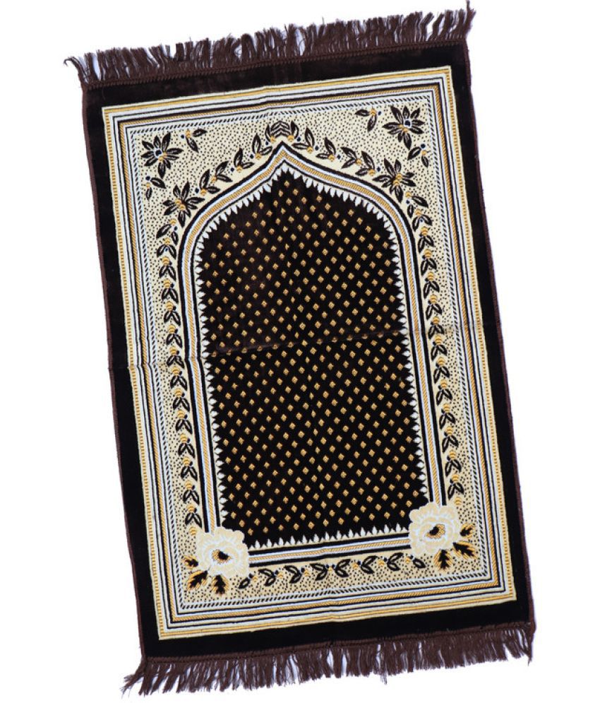     			ADIRNY Brown Single Regular Velvet Prayer Mat ( 110 X 70 cm )
