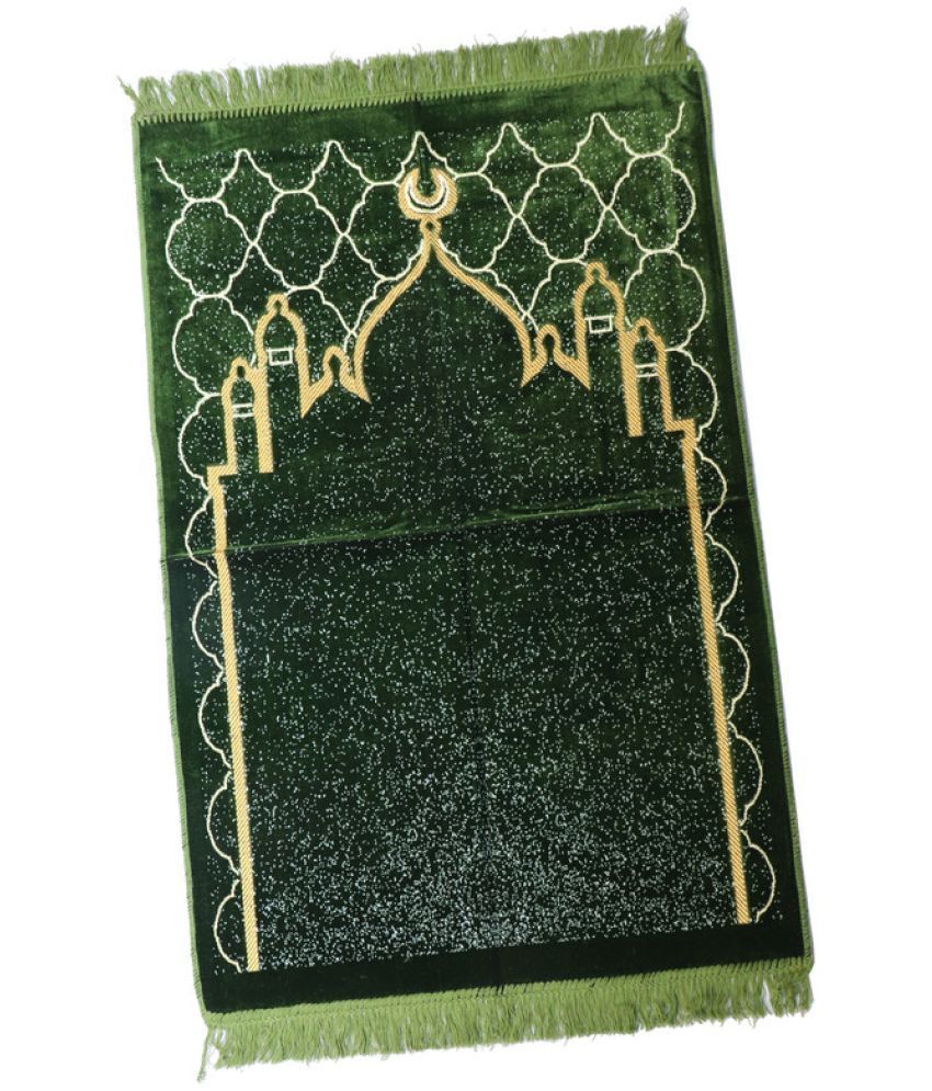     			ADIRNY Green Single Regular Velvet Prayer Mat ( 110 X 70 cm )