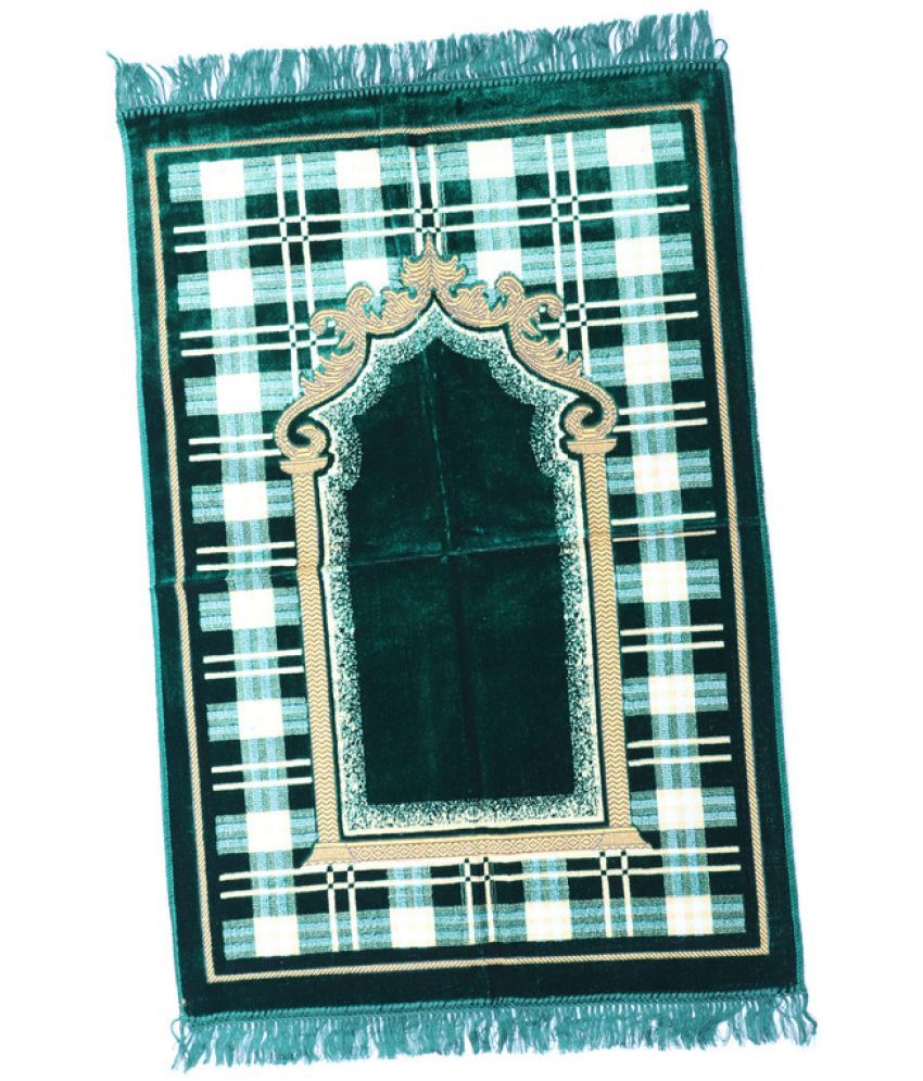     			ADIRNY Green Single Regular Velvet Prayer Mat ( 110 X 70 cm )