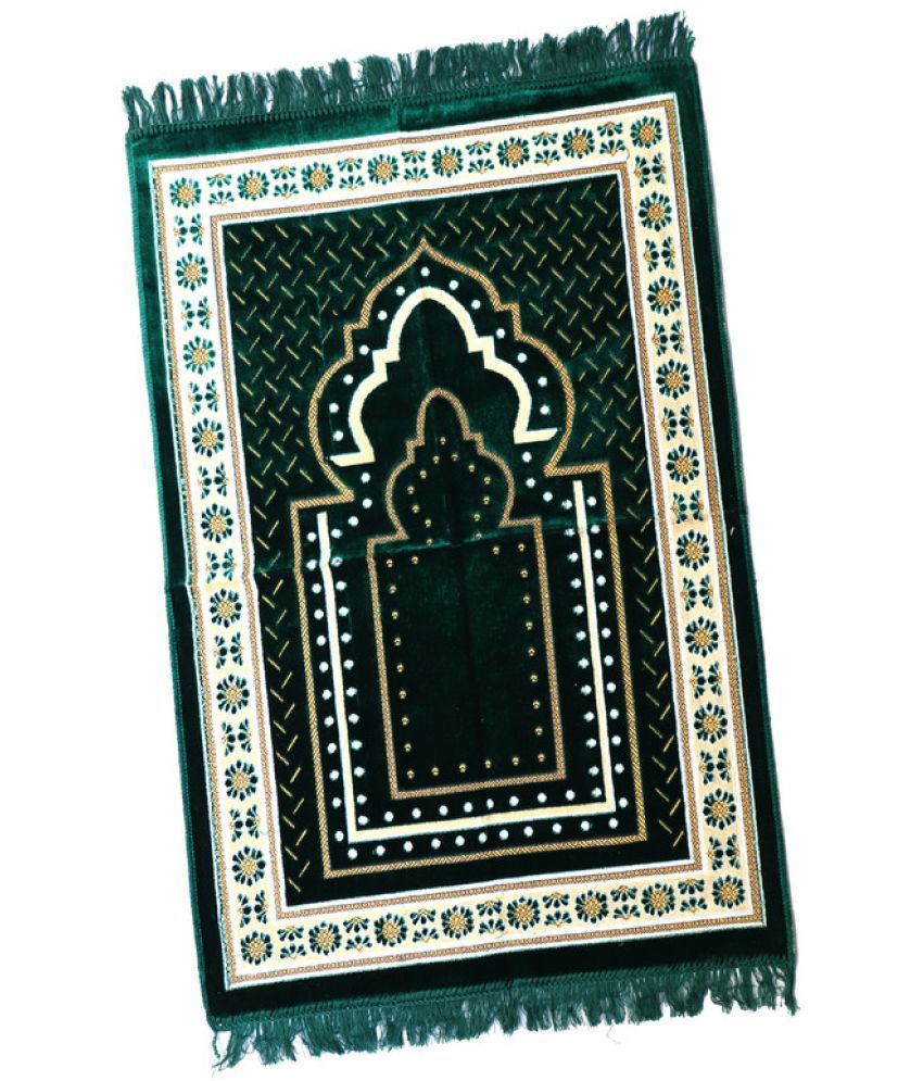     			ADIRNY Green Single Regular Velvet Prayer Mat ( 110 X 70 cm )