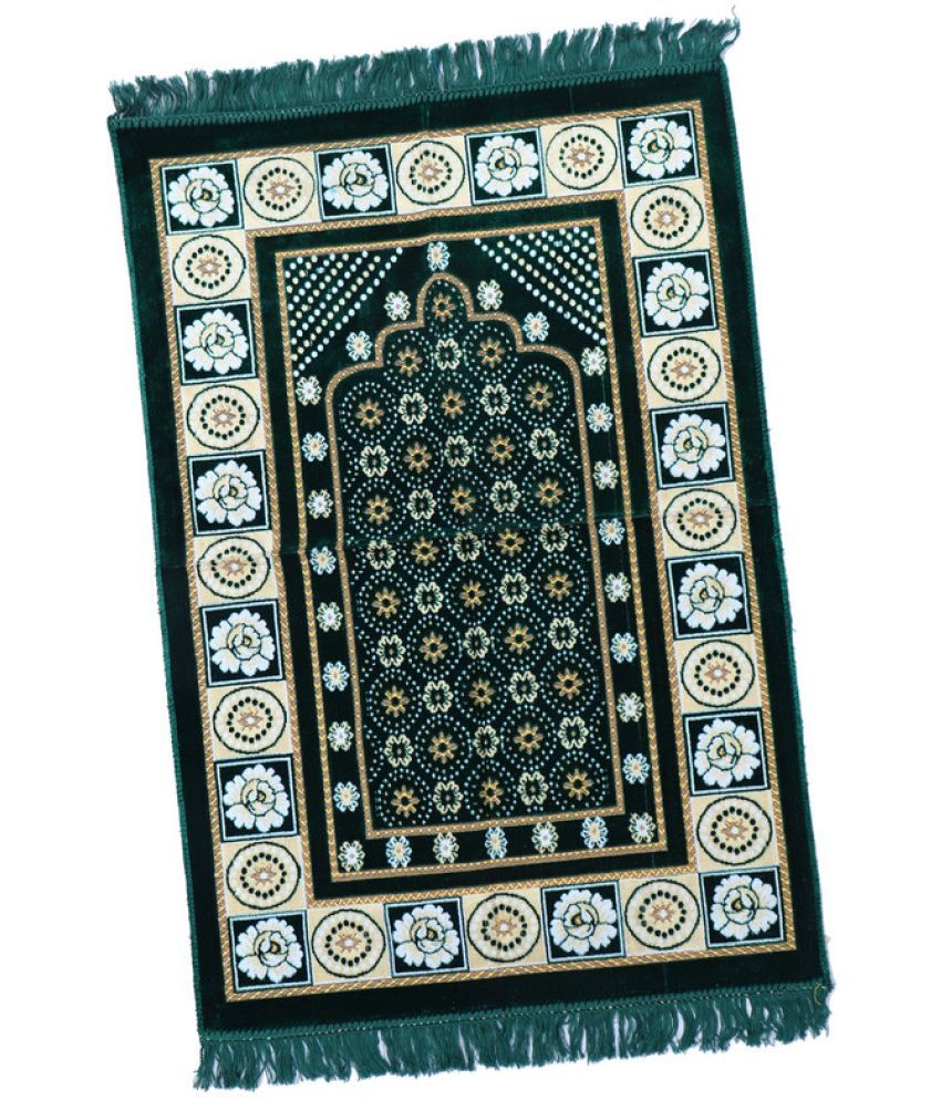     			ADIRNY Green Single Regular Velvet Prayer Mat ( 110 X 70 cm )