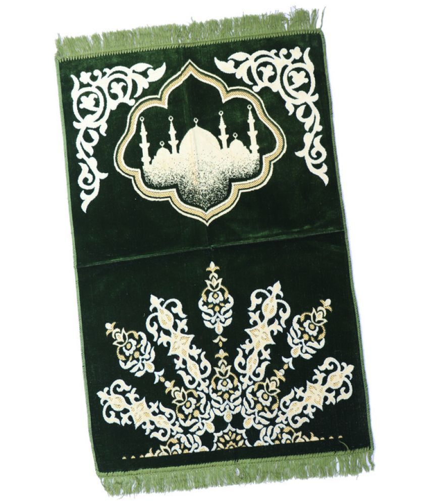     			ADIRNY Green Single Regular Velvet Prayer Mat ( 110 X 70 cm )