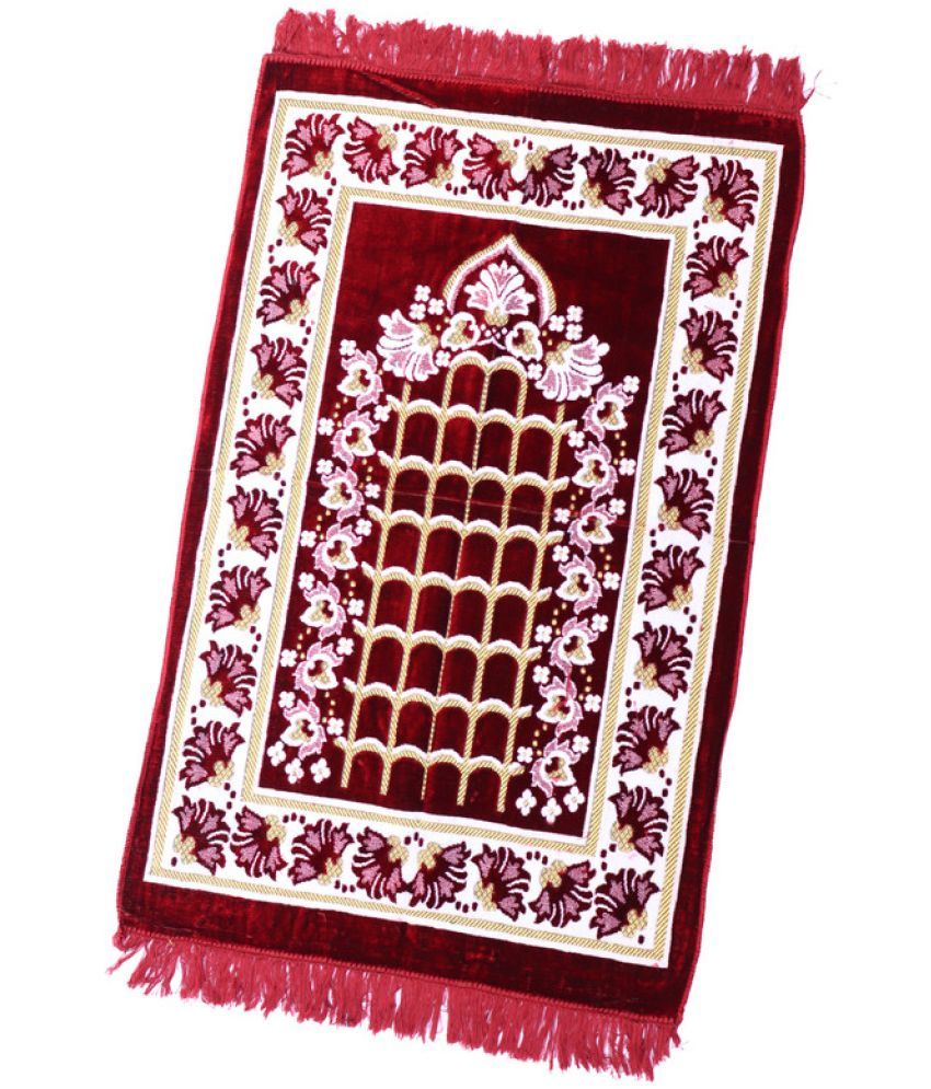     			ADIRNY Maroon Single Regular Velvet Prayer Mat ( 110 X 70 cm )