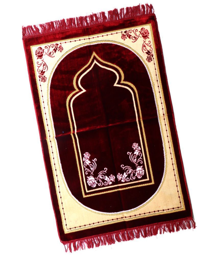     			ADIRNY Maroon Single Regular Velvet Prayer Mat ( 110 X 70 cm )