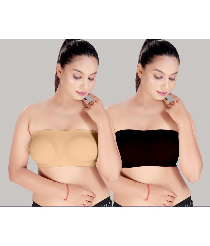     			HAYA Pack of 2 Polyester Women's Strapless Bra ( Multicolor ) Nima Tube air Bra Skin and Black