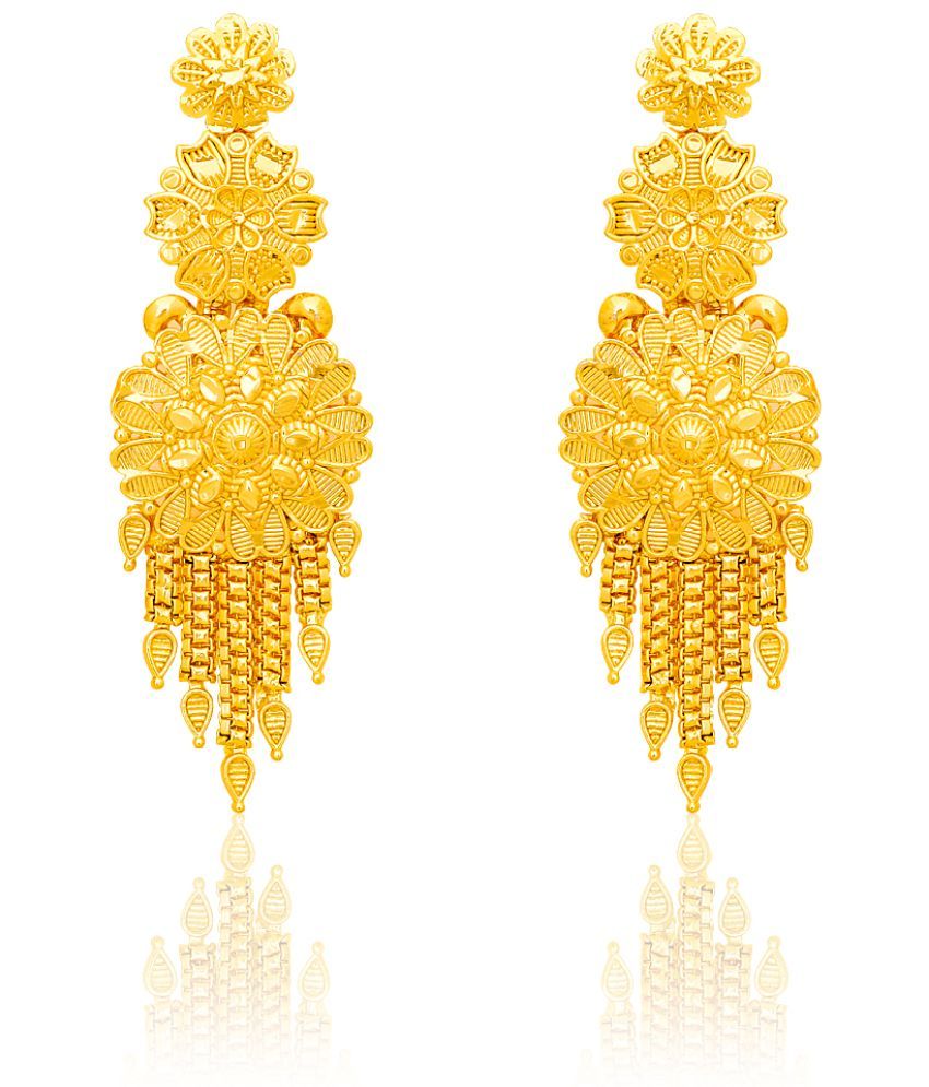     			LUV FASHION Golden Chandelier Earrings ( Pack of 1 )