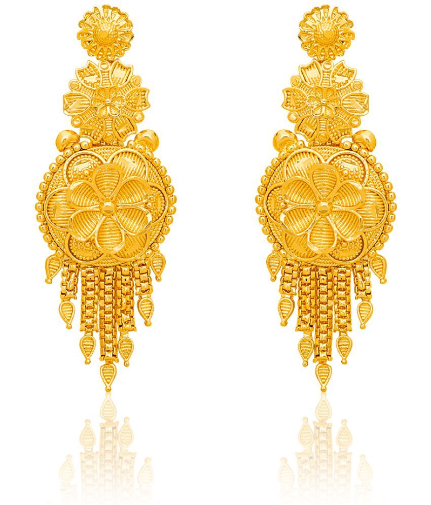     			LUV FASHION Golden Chandelier Earrings ( Pack of 1 )