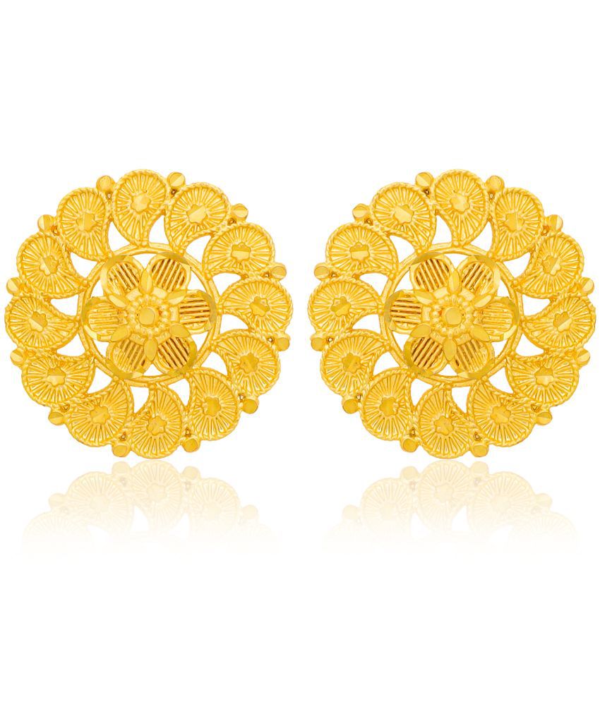     			LUV FASHION Golden Stud Earrings ( Pack of 1 )