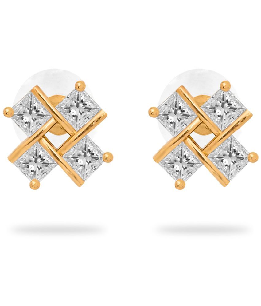     			LUV FASHION Golden Stud Earrings ( Pack of 1 )