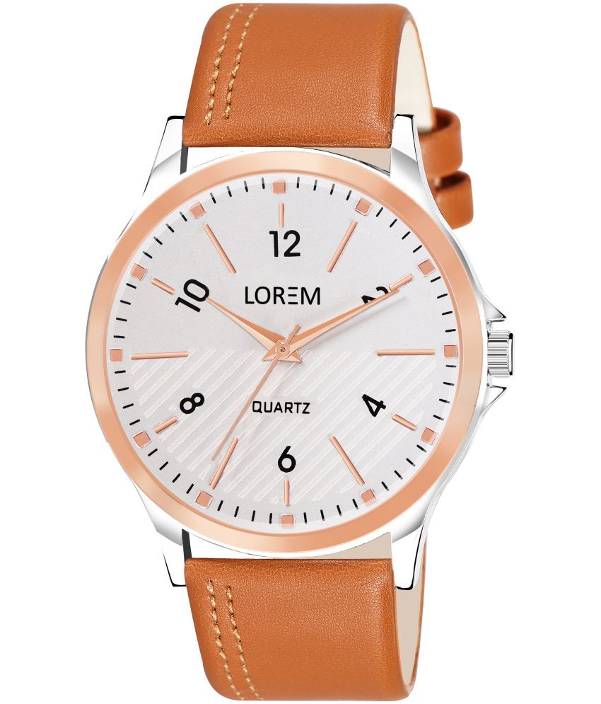     			Lorem Tan Leather Analog Men's Watch