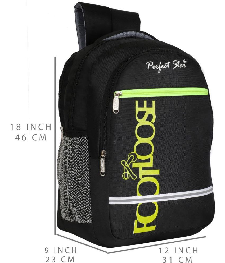     			Perfect Star Black Polyester Backpack ( 35 Ltrs )