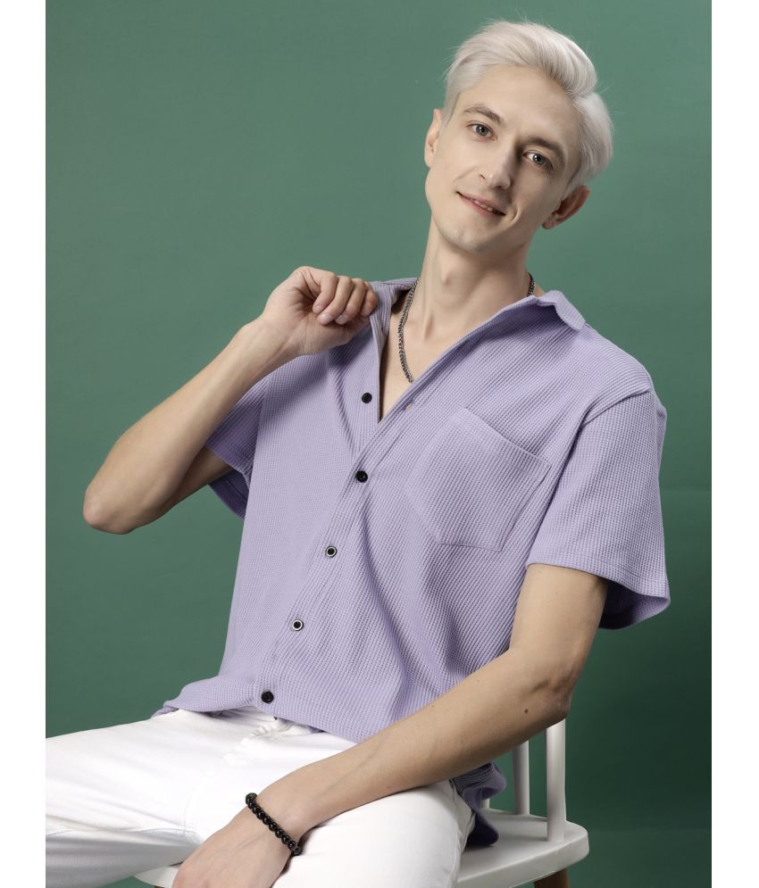     			Rigo Cotton Blend Slim Fit Solids Half Sleeves Men's Casual Shirt - Purple ( Pack of 1 )