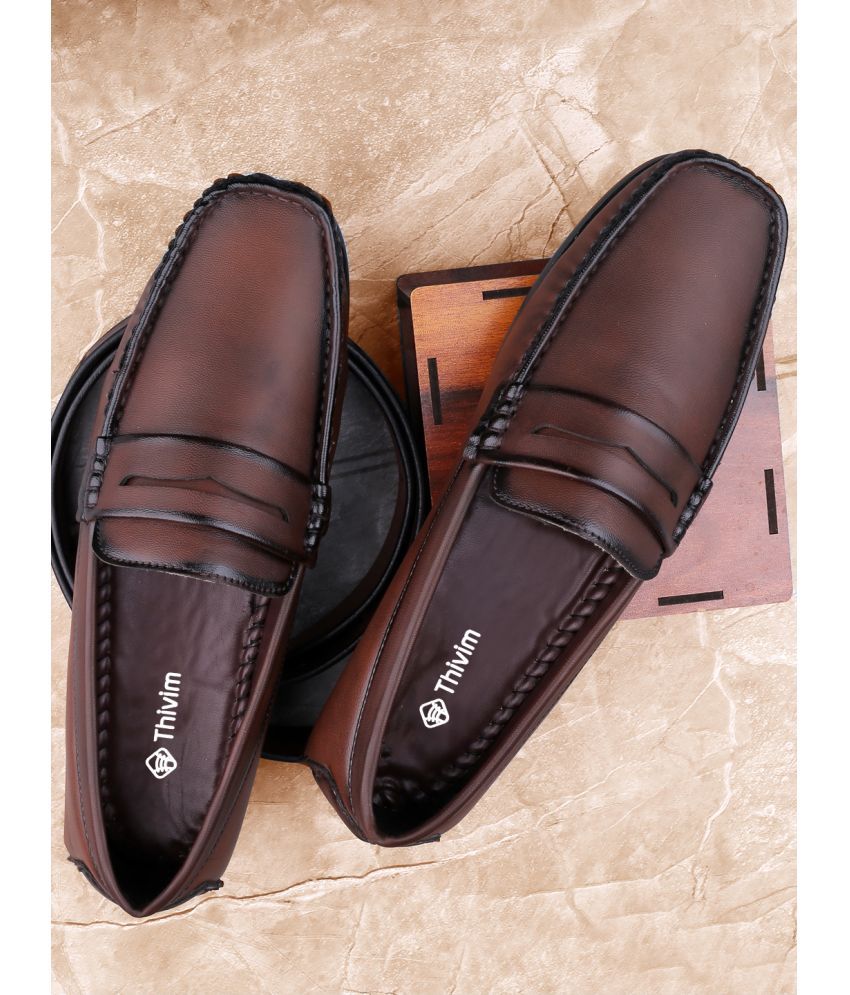     			THIVIM Brown Men's Slip on